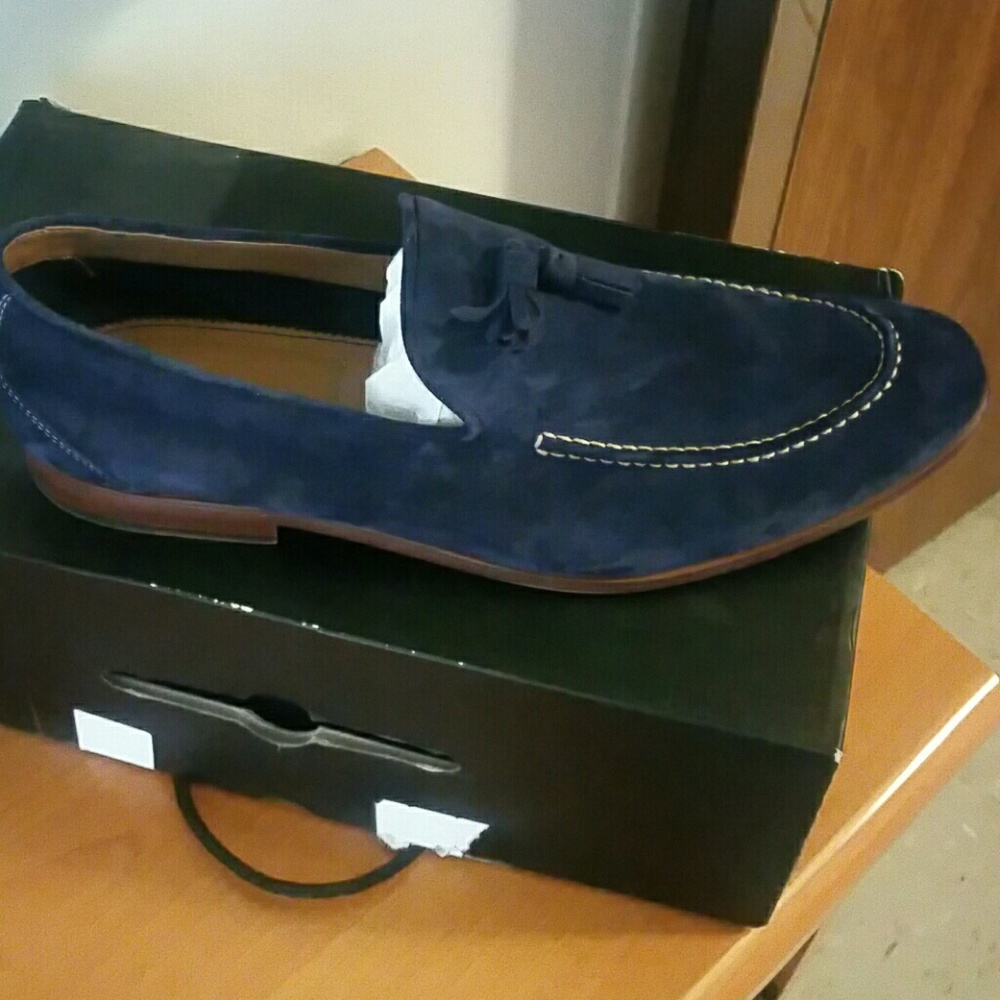 Men suede blue loafer slip on shoe